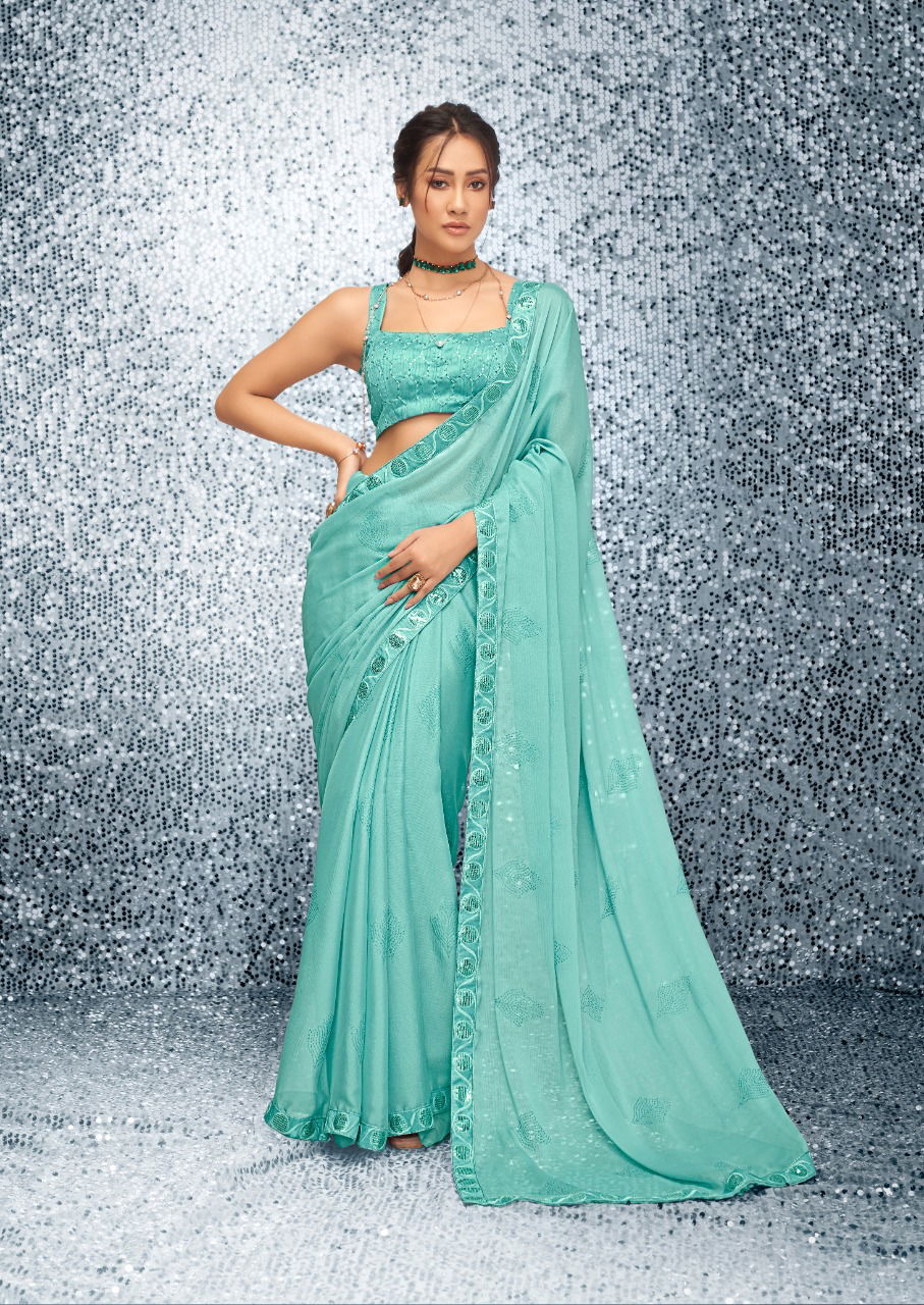 Stavan Emily Fancy Stylish Party Wear Chiffon Saree Collection